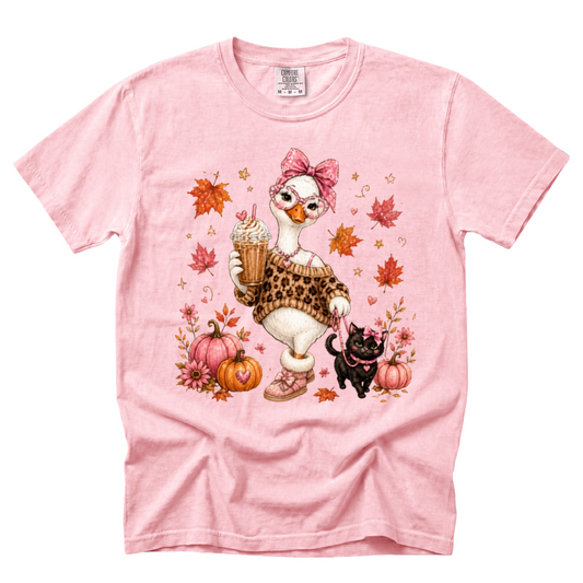 Preppy Fall Goose, Thanksgiving Graphic T-Shirt