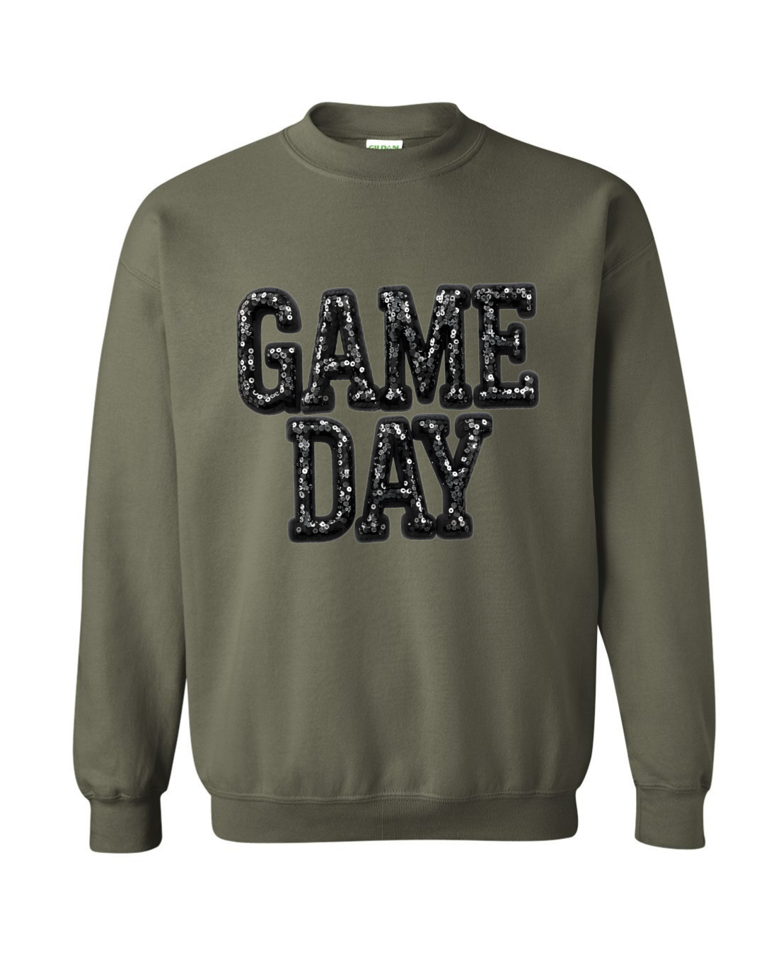 Game Day, Glitter Graphic Gildan Sweatshirt