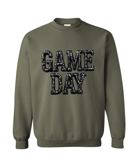 Game Day, Glitter Graphic Gildan Sweatshirt